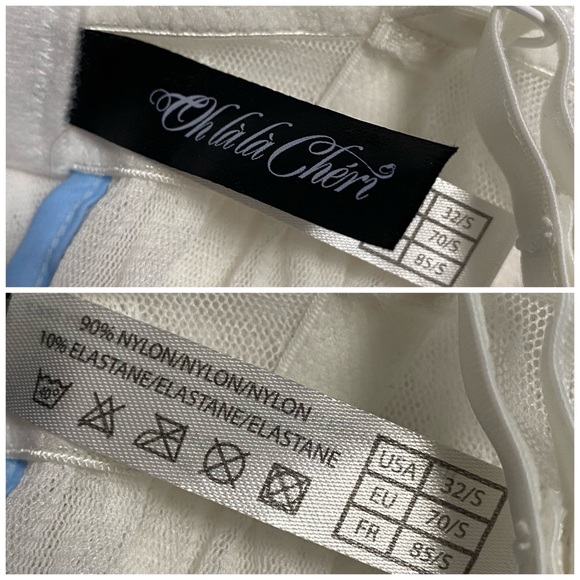 Oh La La Cheri White Blue Sheer Underwire Babydoll Size 32/S EU 70/S - Picture 4 of 4